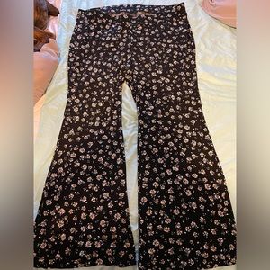 Floral Wide-leg Elastic waist pants